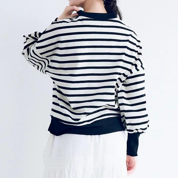 今季新品　MAGALI ハイゲージコットンバスクボーダーカットソー MAGALI ハイゲージコットンバスクボーダーカットソー アイボリー