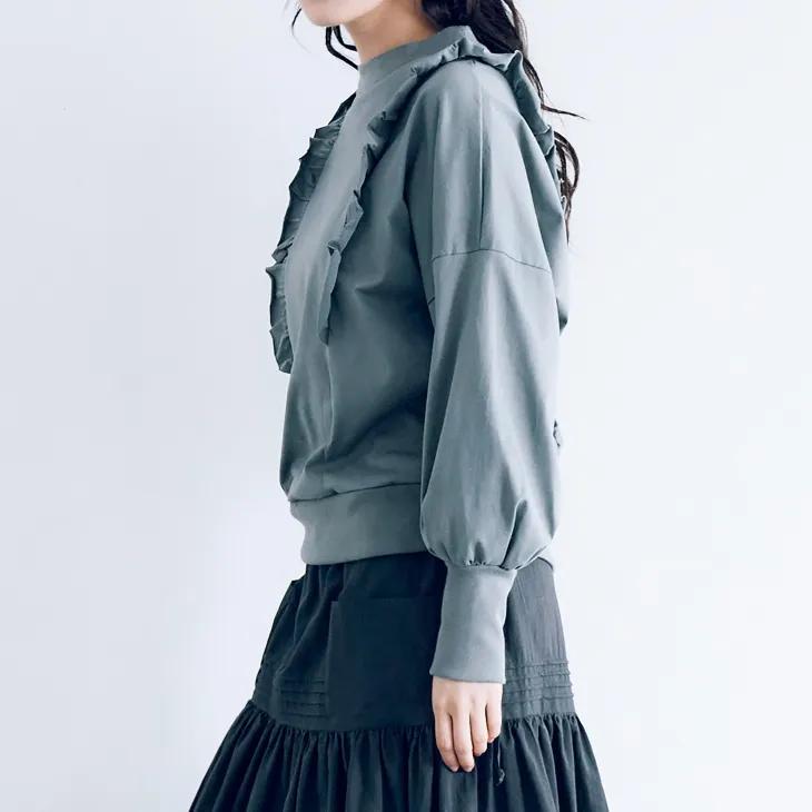 新品タグ付✨MAGALI マガリ コットン天竺 ショルダーフリル カットソー 黒 MAGALI（マガリ） | コットン天竺・ショルダーフリル・カットソー