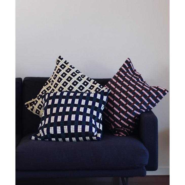 TRICOTE (トリコテ) | WEAVING PATTERN CUSHION COVER (green blue) | クッションカバー リビング シンプル トリコテの画像