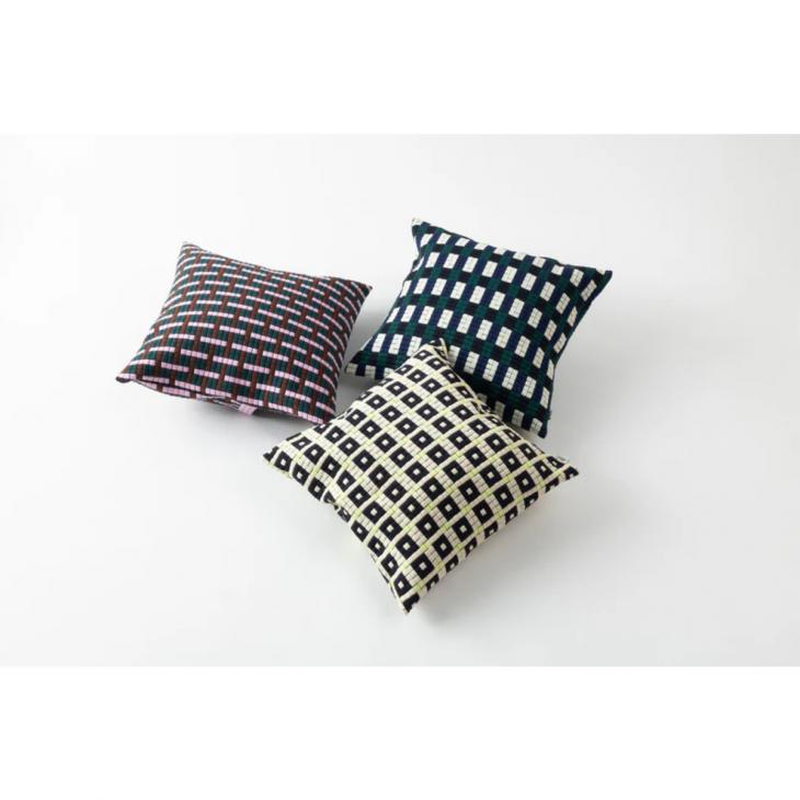 TRICOTE (トリコテ) | WEAVING PATTERN CUSHION COVER (green blue) | クッションカバー リビング シンプル トリコテの画像