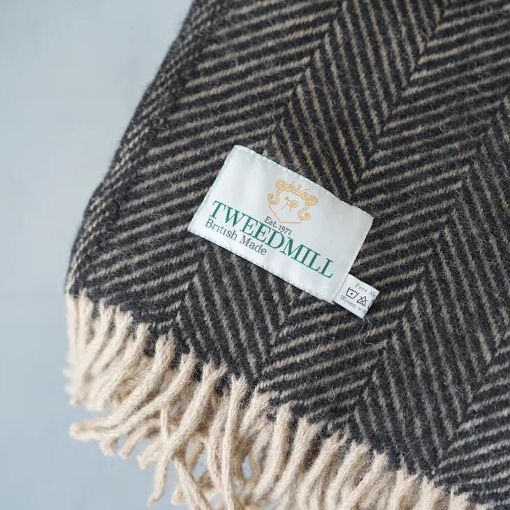 TWEEDMILL Throw ブランケット 大判 未使用 TWEED MILL（ツイードミル） | Herringbone Vintage Throw | スロー