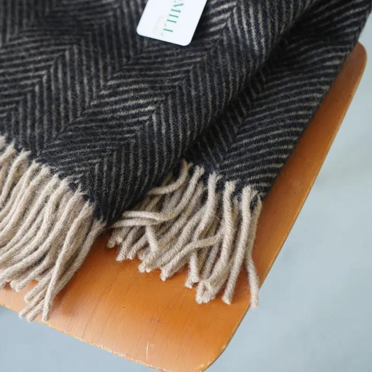 TWEEDMILL Throw ブランケット 大判 未使用 TWEED MILL（ツイードミル） | Herringbone Vintage Throw | スロー