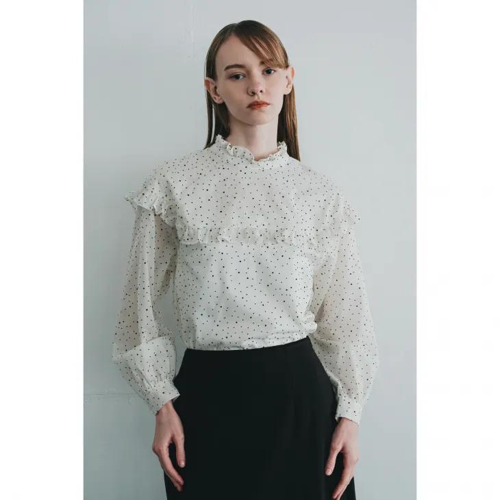 WHYTO（ホワイト） WHYTO. | dot frill collar blouse (off white 