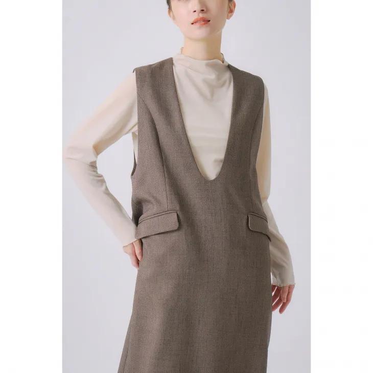 WHYTO. (ホワイト) | chic tweed cocoon dress (brown) size 38 | シックツイードコクーンドレス | WHYTO