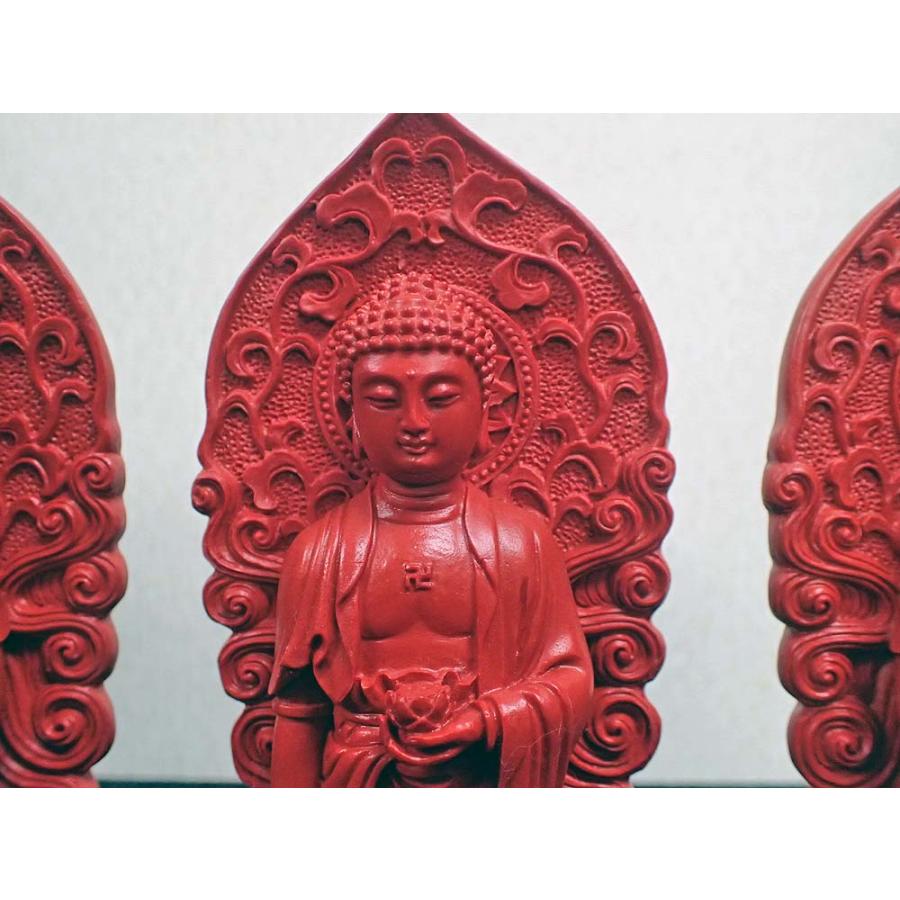 阿弥陀三尊像 (朱砂、辰砂)_1,350g、仏像 :amida-sanson-1350g:ハゲ