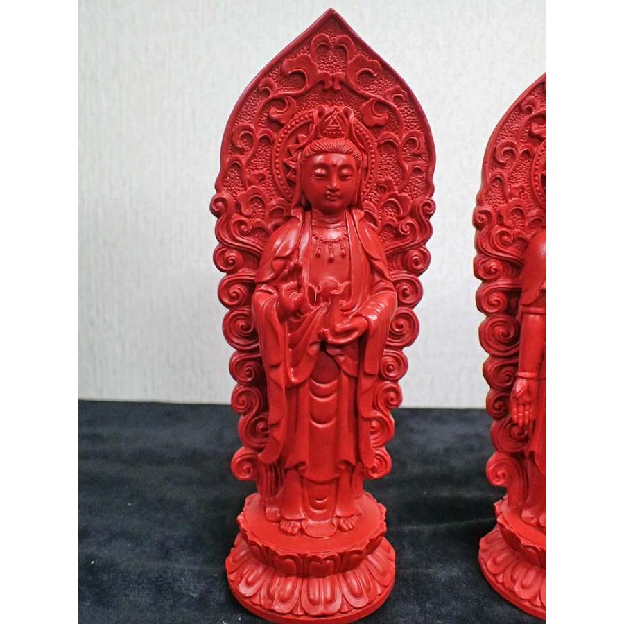 【仏像】阿弥陀三尊像 (朱砂、辰砂)_1,350g 仏像】阿弥陀三尊像 (朱砂、辰砂)_1,350g