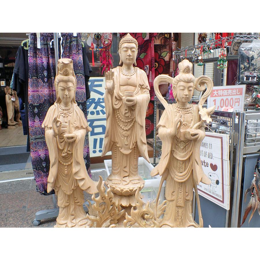 薬師三尊像＿双竜(木彫り)_6,540g、仏像
