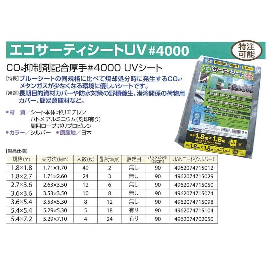 エコサーティシート UV#4000 シルバー 5.4mX7.2m :b-081:萩原工業Yahoo!ショップ - 通販 - Yahoo!ショッピング