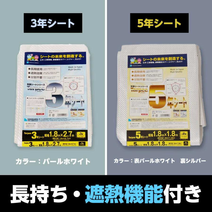 3年シート 3.6m×5.4m 3654 [8枚] | まとめ売り セット販売 国産 日本製 ホワイト 白 遮熱効果 送料無料 | 萩原工業 | 06