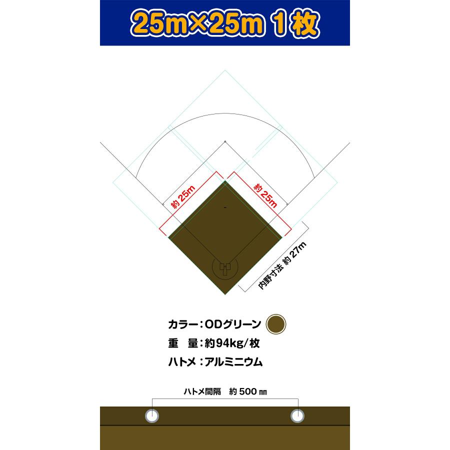 野球場用雨よけシート グラウンドレインカバー 25m×25m 1枚[受注生産] | 雨天養生 練習場 ベースボール ソフトボール 日本製 送料無料 |  | 04