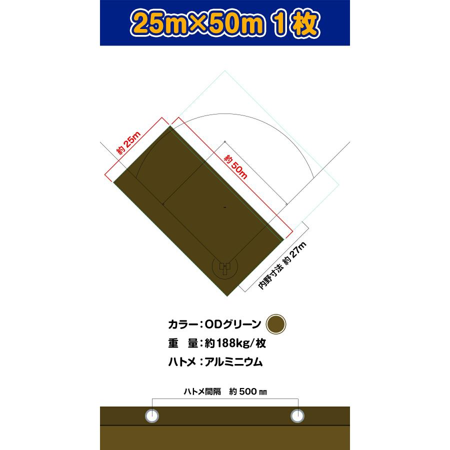 野球場用雨よけシート グラウンドレインカバー 25m×50m 1枚[受注生産] | 雨天養生 練習場 ベースボール ソフトボール 日本製 送料無料 |  | 04