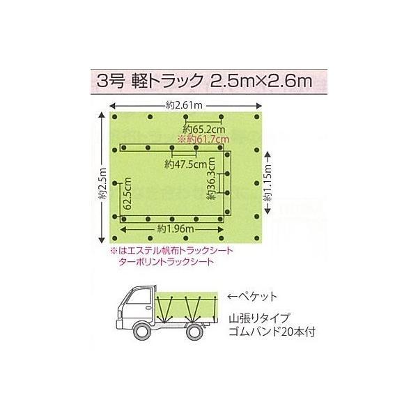 軽トラック 荷台シート エステル帆布 トラックシート グリーン 3号 2.5