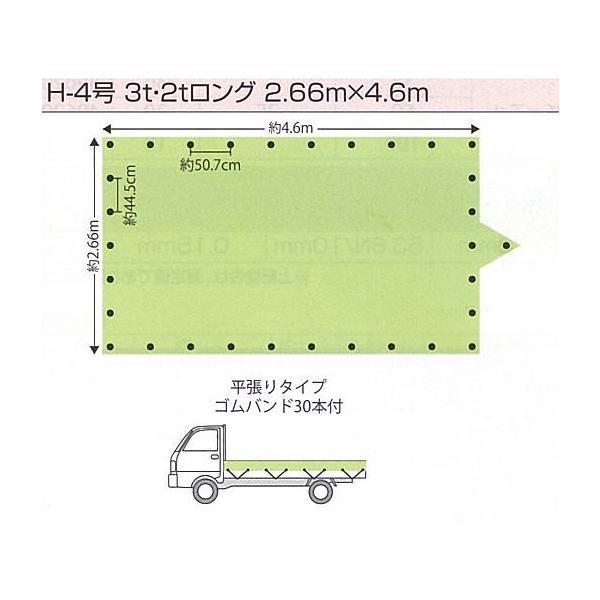 エステル幌布トラックシート  H-4号  3ｔ・2tロング用 エステル帆布 トラックシート グリーン H-4号 2.66m×4.6m | 3t 2t