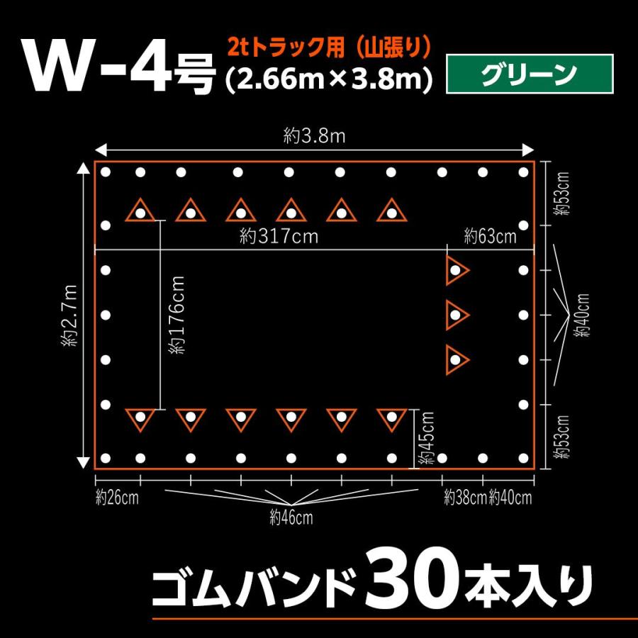 受注生産】エステル帆布 トラックシート グリーン W-4号 2.66m×3.8m