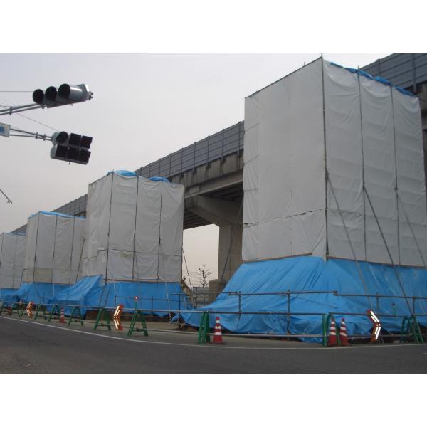 PE防炎シート 1.8m×5.1m ホワイト | 日本製 白 防炎 防炎ラベル 軽量 国産 建築 建設 足場 養生 工事現場 塗装工事 橋梁工事 防水 野積み |  | 01