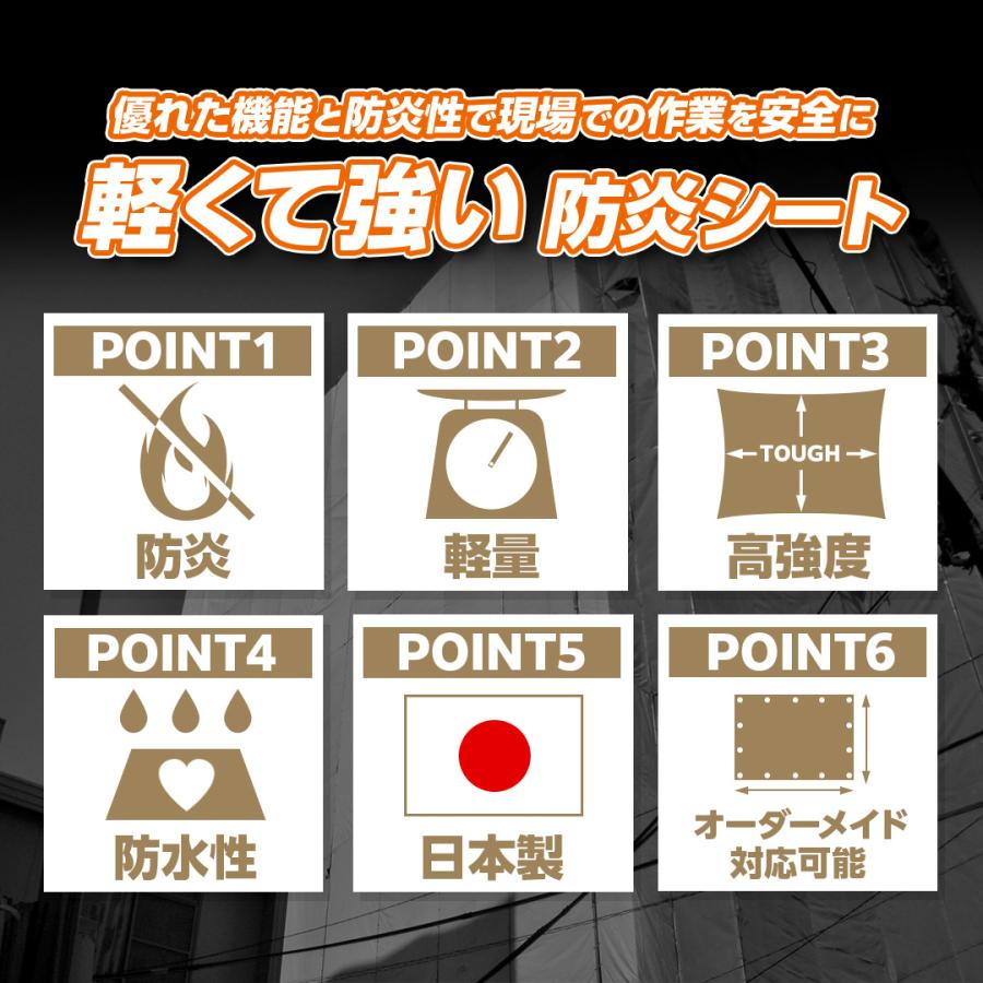 PE防炎シート 1.8m×5.1m ホワイト | 日本製 白 防炎 防炎ラベル 軽量 国産 建築 建設 足場 養生 工事現場 塗装工事 橋梁工事 防水 野積み |  | 02