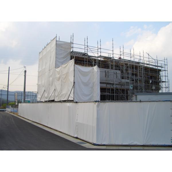 PE防炎シート 1.8m×5.1m ホワイト | 日本製 白 防炎 防炎ラベル 軽量 国産 建築 建設 足場 養生 工事現場 塗装工事 橋梁工事 防水 野積み |  | 05