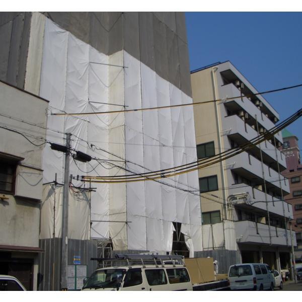 PE防炎シート 1.8m×5.1m ホワイト | 日本製 白 防炎 防炎ラベル 軽量 国産 建築 建設 足場 養生 工事現場 塗装工事 橋梁工事 防水 野積み |  | 08