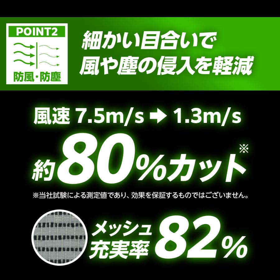 防炎メッシュシート ターピーストロングメッシュ 1.8m×5.4m | 全2色 グリーン グレー 防炎物品 足場 工事 防風ネット 防雪ネット |  | 04