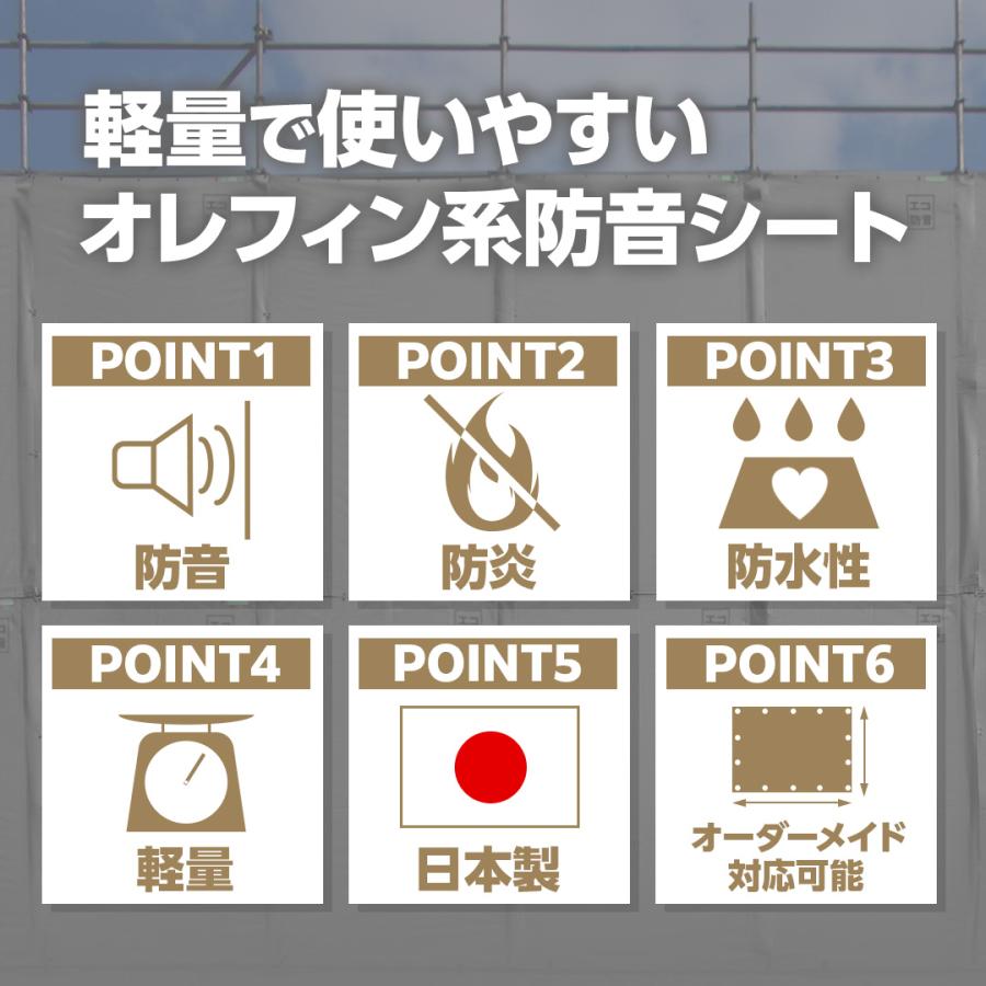 防音シート ターピーエコ防音 1.8m×5.1m | ECOBOUON1851 グレー 軽量 軽い 厚さ0.46mm | 防音 防炎 国産 日本製 足場用資材 建設資材 解体 壁 |  | 01