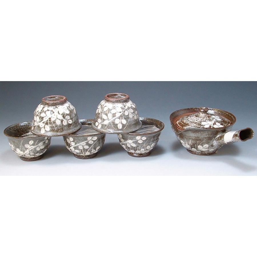 京焼/清水焼 陶器 急須セット 茶器揃 萩がさね 紙箱入