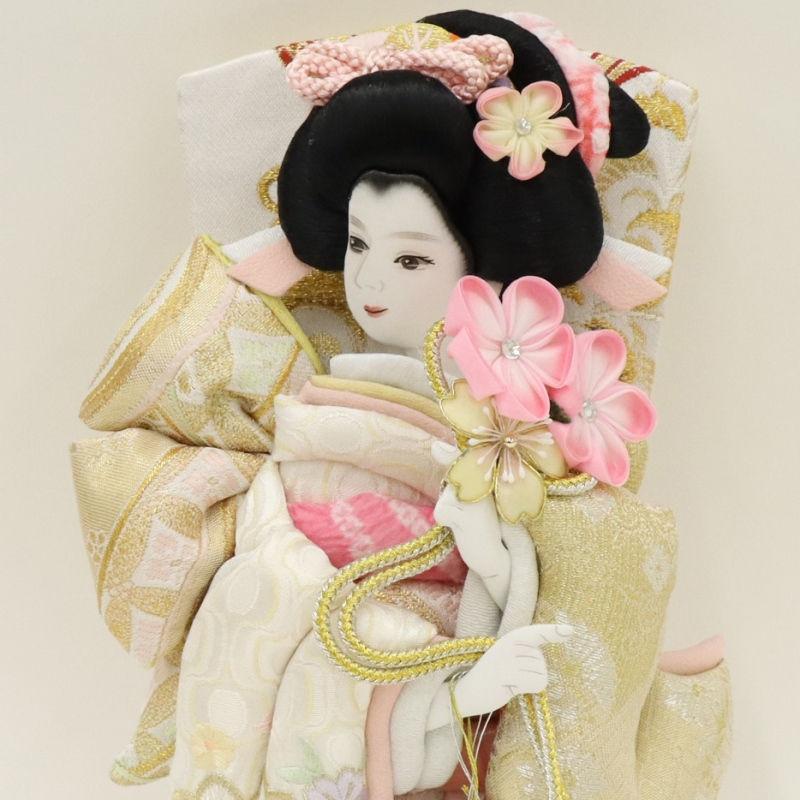 羽子板 ケース飾り あやね 8号 高さ39.5cm 本仕立て結び帯 和歌ケース 黒塗り 2025-ts014の画像