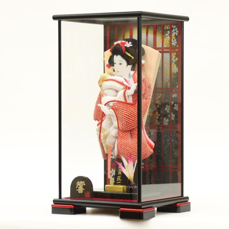羽子板 ケース飾り さや 10号 高さ44cm かのこ金彩 匠一好 黒赤塗り 響ケース 2025-ts030の画像