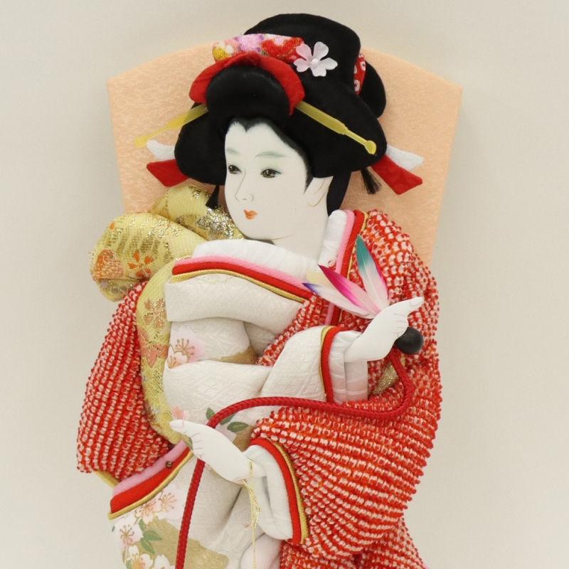 羽子板 ケース飾り さや 10号 高さ44cm かのこ金彩 匠一好 黒赤塗り 響ケース 2025-ts030の画像