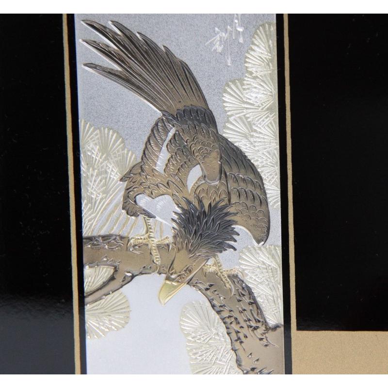 アウトレット品 五月人形屏風単品 9号五月屏風 仁 花梨塗彫金山水と鯉 21ya1620 D-50sbの画像