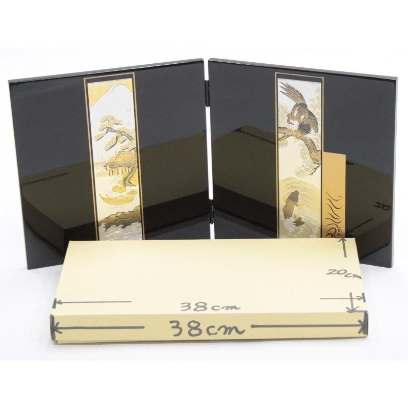 アウトレット品 五月人形屏風単品 9号五月屏風 仁 花梨塗彫金山水と鯉 21ya1620 D-50sbの画像