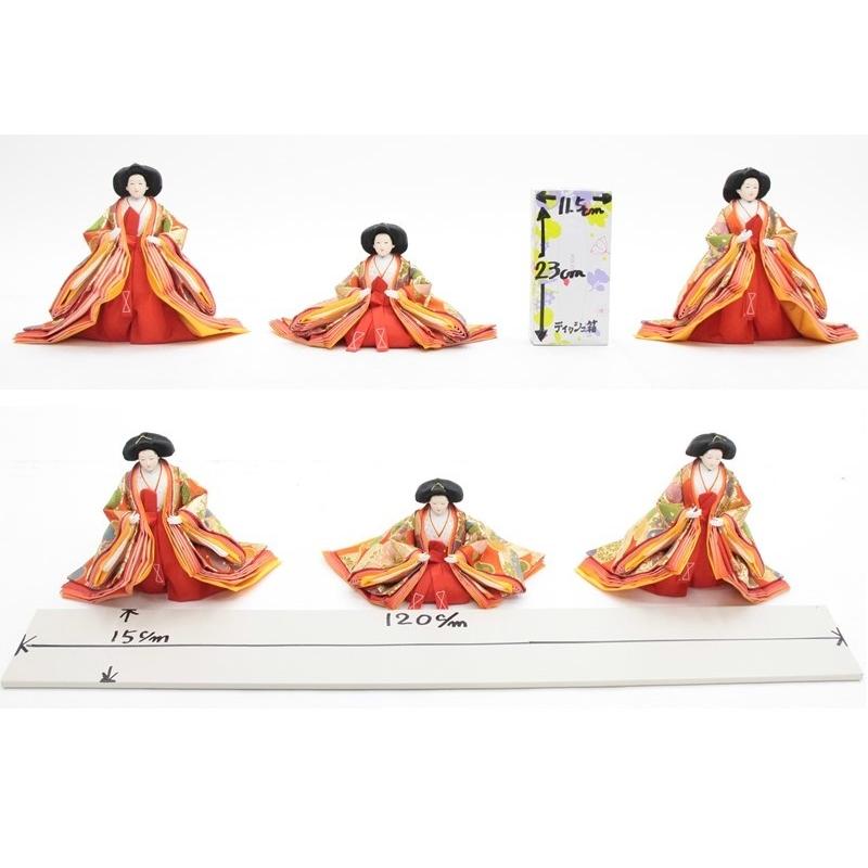 アウトレット品 雛人形三人官女単体 人形のみ 小十番官女 飾り幅120〜135cm 菊/朱 No.C-2 22a-ya-1616_2