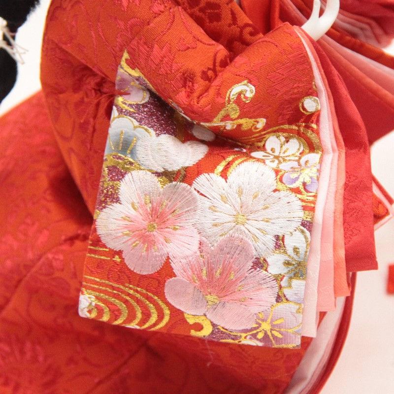アウトレット品 雛人形三人官女単体 人形のみ 三五官女 飾り幅105〜120cm 金彩桜刺しゅう/赤 SB-733 22a-ya-1636の画像