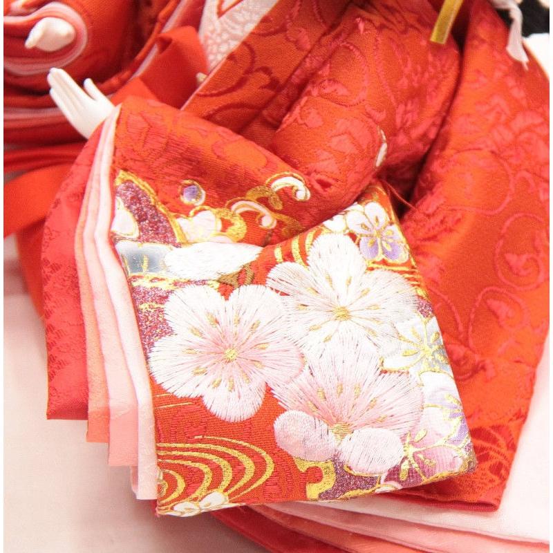 アウトレット品 雛人形三人官女単体 人形のみ 三五官女 飾り幅105〜120cm 金彩桜刺しゅう/赤 SB-733 22a-ya-1636の画像