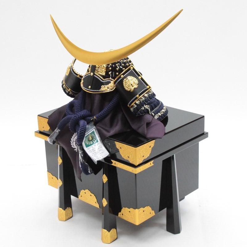 アウトレット品 五月人形兜 単品 25号 伊達政宗 紺 金色仕立 着用兜 櫃付 22a-ya-2404 アウトレット品 五月人形兜 単品 25号 伊達政宗 紺 金色仕立 着用兜 櫃付 22a ya