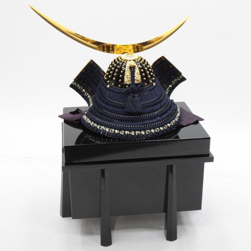 アウトレット品 五月人形兜 単品 25号 伊達政宗 紺 金色仕立 着用兜 櫃付 22a-ya-2404 アウトレット品 五月人形兜 単品 25号 伊達政宗 紺 金色仕立 着用兜 櫃付 22a ya