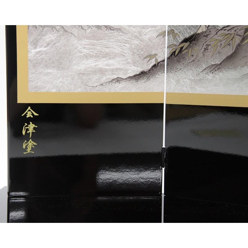 逃げ道品 五月あやつり人形平飾台 台屏風仕かける 15号 二曲銀箔黒虎15(5V-2615B)  銀箔50X38(5V-6550)飾台 22a-ya-2725