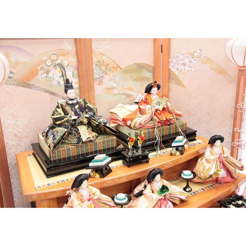 【新品同様 / 希少】 アウトレット品 雛人形五人三段飾り 五人飾りセット パールピンク 御幸セット 落とし屏風 22a-ya-2878 【UOI1813025300】(64000円)