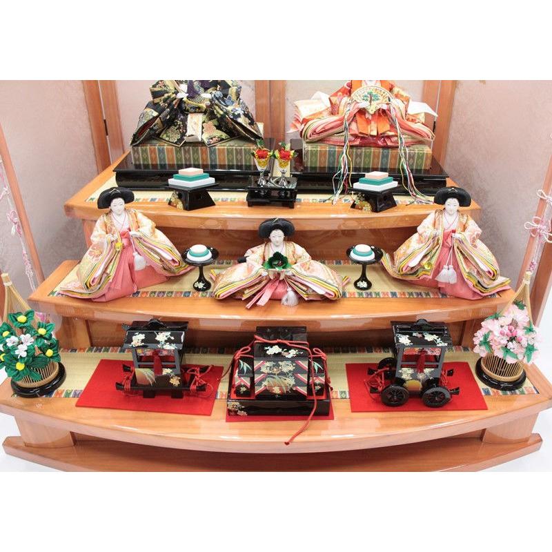 【新品同様 / 希少】 アウトレット品 雛人形五人三段飾り 五人飾りセット パールピンク 御幸セット 落とし屏風 22a-ya-2878 【UOI1813025300】(64000円)