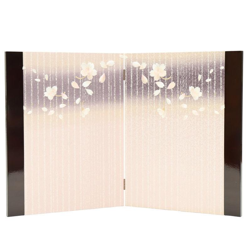 アウトレット品 雛人形 三月屏風 屏風のみ 15号 刺繍 桜 紫 二曲屏風 23a-ya-0051