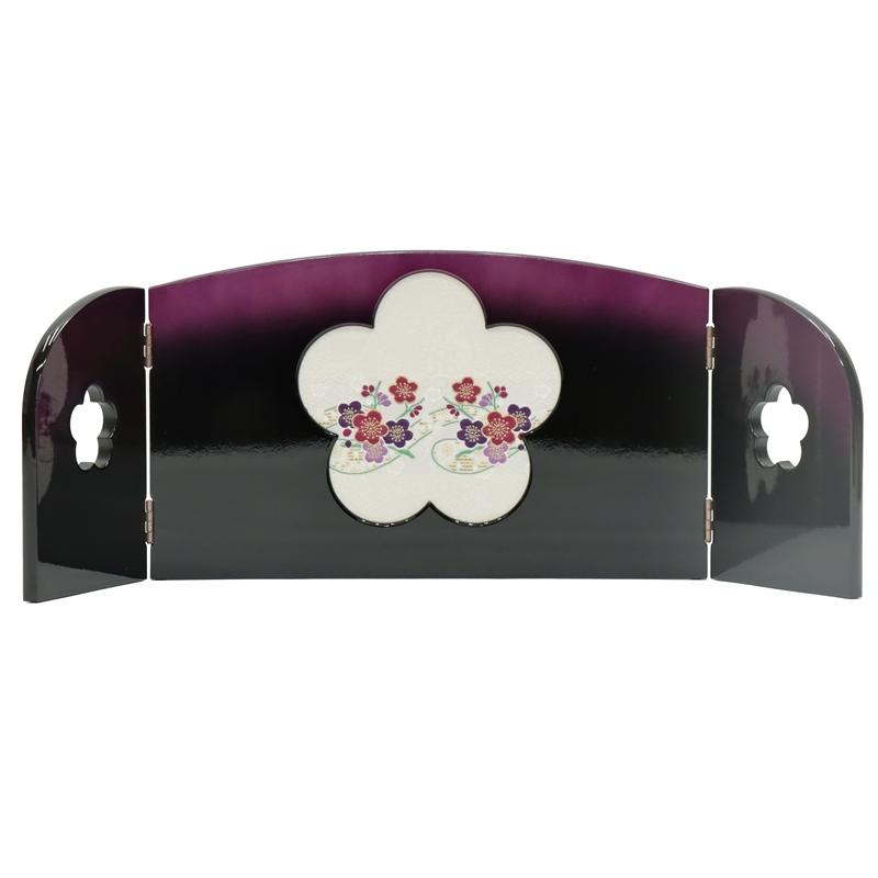 アウトレット品 雛人形 三月屏風 屏風のみ 8号 白地金襴梅くりぬき変型 三曲屏風 23a-ya-0147