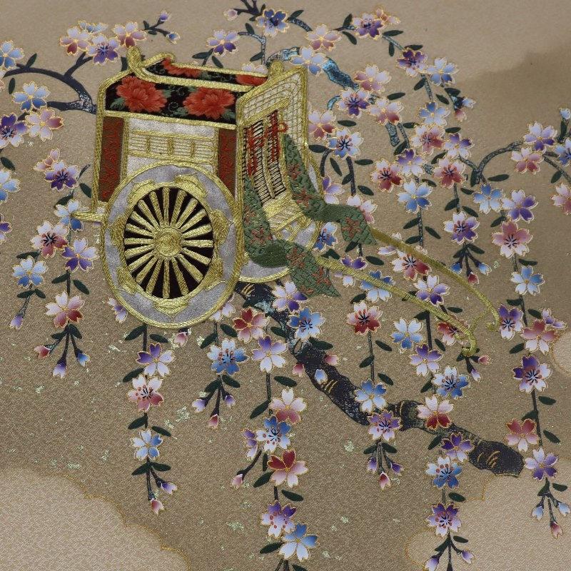 アウトレット品 屏風 屏風のみ 15号 三曲屏風 ワインシャドー 御所桜 23a-ya-0441_6