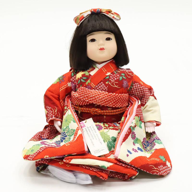 アウトレット品 雛人形 市松人形 10号 座り市松 遊 花柄 赤