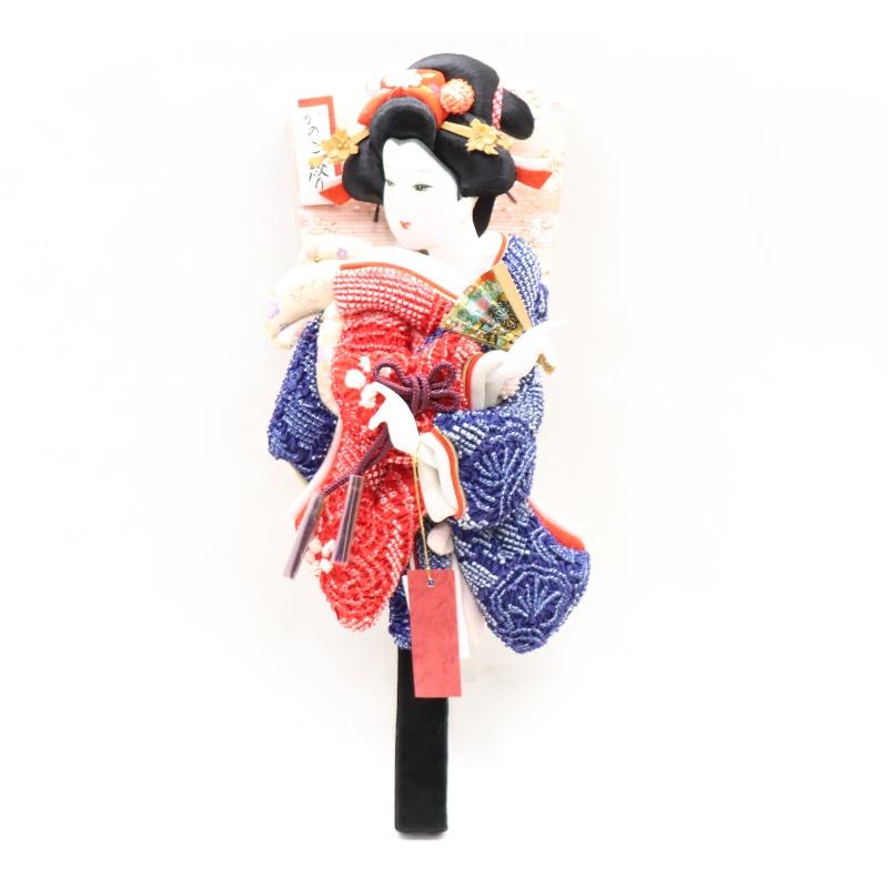 アウトレット品 羽子板 羽子板セット 羽子板ケース飾り13号羽子板：赤・青/ケース：黒ツヤなし_2