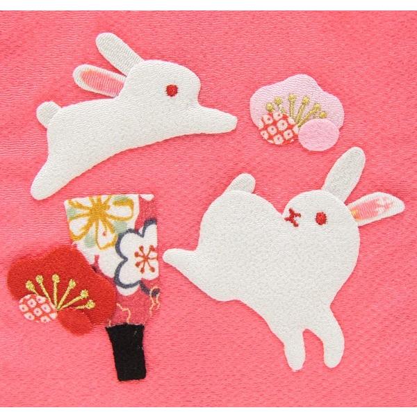 名前旗 押絵親子うさぎピンク生地 ラメピンク糸刺繍文字 （特中） [sb-3-n1-mp]の画像