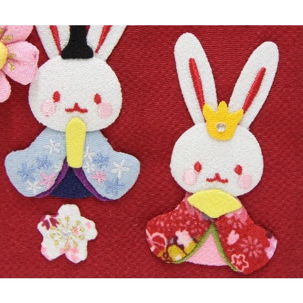 名前旗 押絵うさぎ雛 赤生地 金糸刺繍文字 （特中） [sb-3-n6-mg]の画像