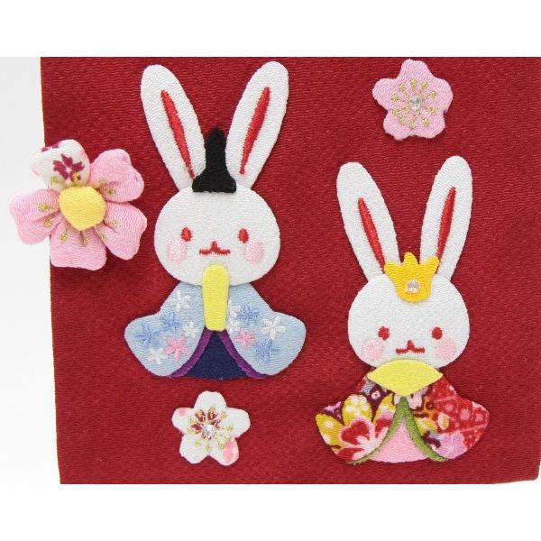 名前旗 押絵うさぎ雛 赤生地 ラメピンク糸刺繍文字 （特中） [sb-3-n6-mp]の画像