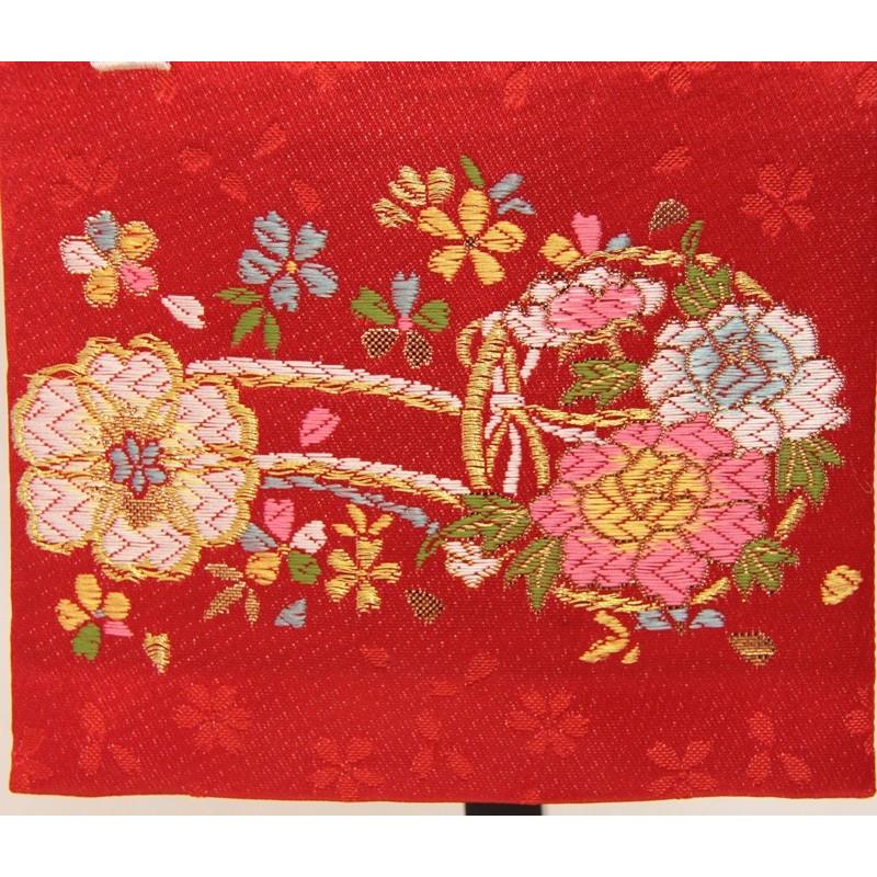 名前旗 花車 赤生地 白糸刺繍文字 特中 スタンド付き 3-oh-m-wの画像
