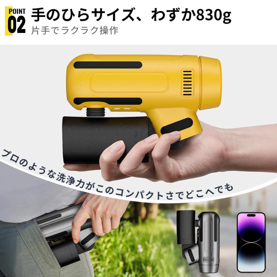 高圧洗浄機 コードレス 充電式 10000mAh 残量表示 6モード搭載 三段階