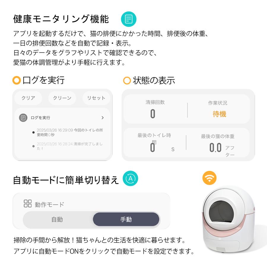 自動ネコトイレ 猫 トイレ 猫用 猫トイレ自動清掃多頭飼い大容量飛び散り グレー 自動ネコトイレ 猫用 猫トイレ 自動 清掃 重量センサー 安全
