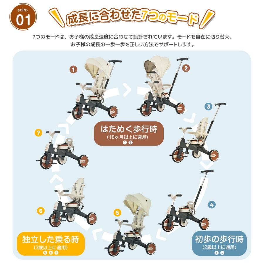 三輪車 ワンタッチ折りたたみ 高級 7in1 対面式 子供用三輪車